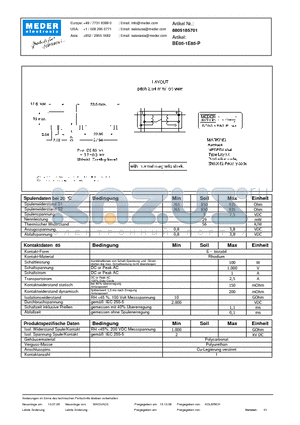 BE05-1E85-P_DE datasheet - (deutsch) BE Reed Relay