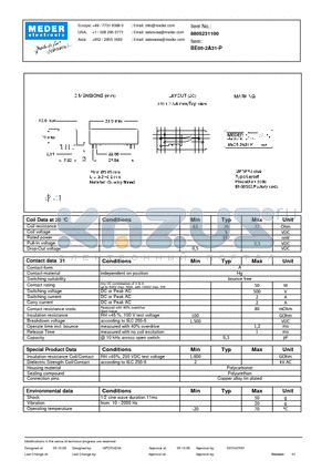 BE05-2A31-P datasheet - BE Reed Relay