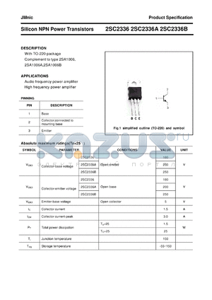 2SC2336B datasheet - Silicon NPN Power Transistors