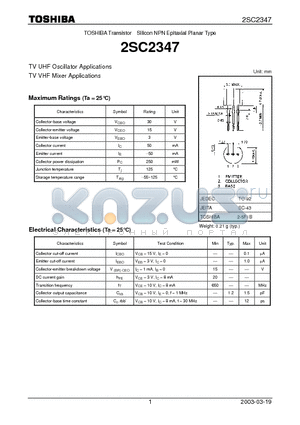 2SC2347_03 datasheet - Silicon NPN Epitaxial Planar Type