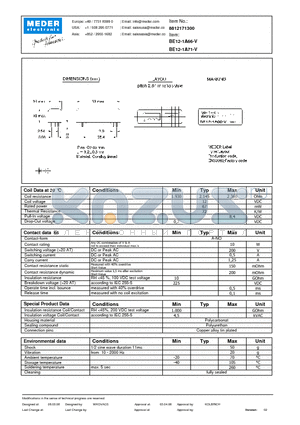 BE12-1A66-V datasheet - BE Reed Relays