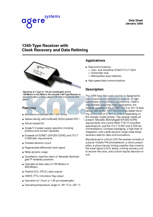 1345FBPC datasheet - 1345-Type Receiver with Clock Recovery and Data Retiming