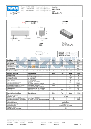 BE12-1A79-PHI datasheet - BE Reed Relay