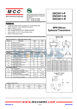 2SC2411-Q datasheet - NPN Silicon Epitaxial Transistors