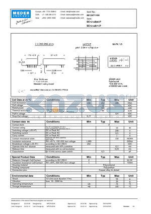 BE12-4A71-P datasheet - BE Reed Relays