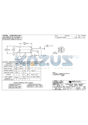 13469 datasheet - CAPACITOR, ALEL, RADIAL, 10uF, -20%, 450V