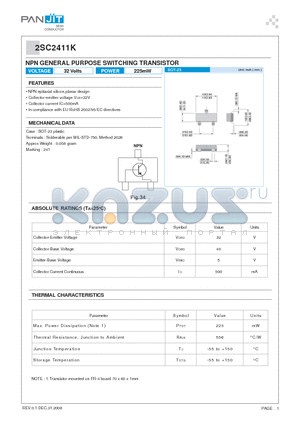 2SC2411K datasheet - NPN GENERAL PURPOSE SWITCHING TRANSISTOR