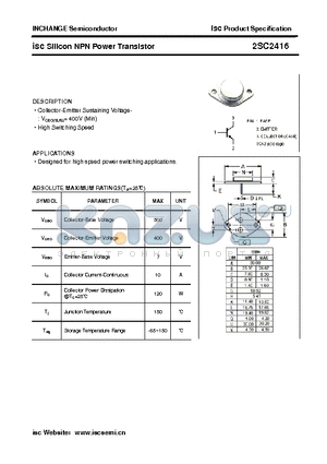 2SC2416 datasheet - isc Silicon NPN Power Transistor