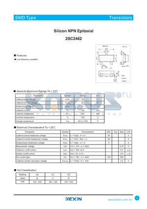 2SC2462 datasheet - Silicon NPN Epitaxial