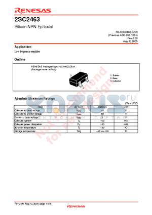 2SC2463 datasheet - Silicon NPN Epitaxial