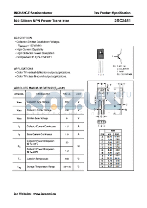 2SC2481 datasheet - isc Silicon NPN Power Transistor