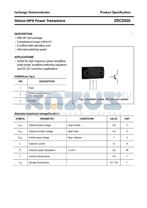 2SC2525 datasheet - Silicon NPN Power Transistors