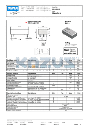 BE24-4A85-M datasheet - BE Reed Relay