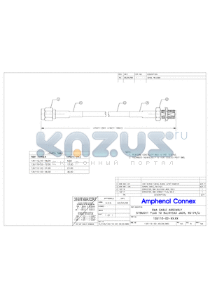 135110-02-12.00 datasheet - SMA CABLE ASSEMBLY STRAIGHT PLUG TO BULKHEAD JACK, RG174/U