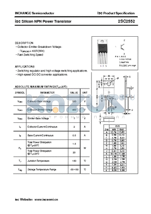2SC2552 datasheet - isc Silicon NPN Power Transistor