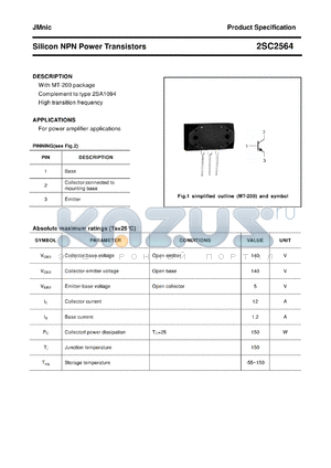 2SC2564 datasheet - Silicon NPN Power Transistors