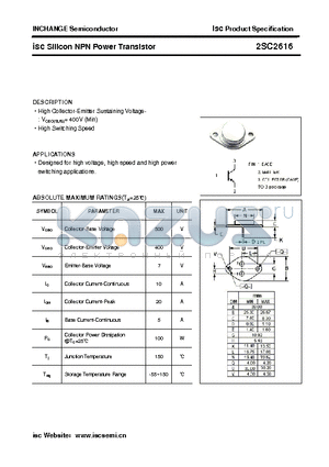 2SC2616 datasheet - isc Silicon NPN Power Transistor