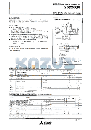 2SC2630 datasheet - NPN EPITAXIAL PLANAR TYPE(RF POWER TRANSISTOR)