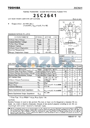 2SC2641 datasheet - TRANSISTOR (UHF BAND POWER AMPLIFIER APPLICATIONS)