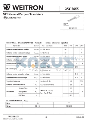 2SC2655 datasheet - NPN General Purpose Transistors