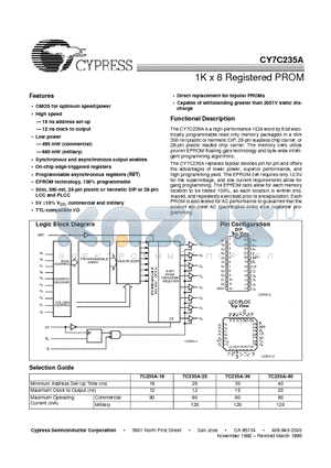 CY7C235A_95 datasheet - 1K x 8 Registered PROM