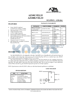 AZ10LVEL33 datasheet - ECL/PECL 4 Divider