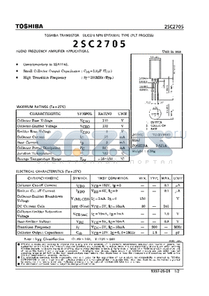 2SC2705 datasheet - TRANSISTOR (AUDIO FREQUENCY AMPLIFIER APPLICATIONS)
