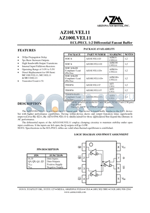 AZ10LVEL11D datasheet - ECL/PECL 1:2 Differential Fanout Buffer