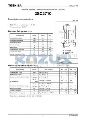 2SC2710_03 datasheet - For Audio Amplifier Applications