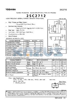 2SC2712 datasheet - TRANSISTOR (AUDIO FREQUENCY GENERAL PURPOSE AMPLFIER APPLICATIONS)
