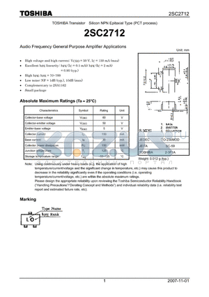 2SC2712 datasheet - Silicon NPN Epitaxial Type (PCT process)