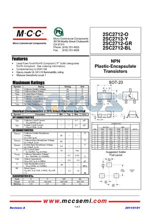 2SC2712-O datasheet - NPN Plastic-Encapsulate Transistors