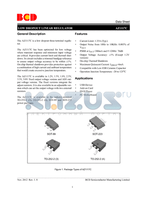 AZ1117CD-ADJTRG1 datasheet - LOW DROPOUT LINEAR REGULATOR