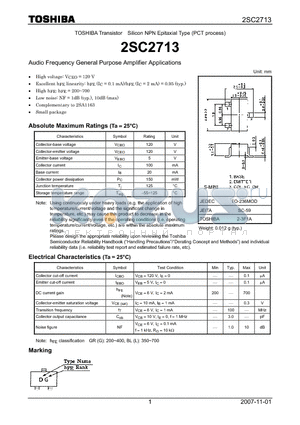 2SC2713 datasheet - Silicon NPN Epitaxial Type (PCT process)