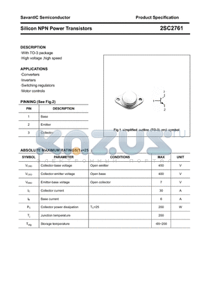 2SC2761 datasheet - Silicon NPN Power Transistors