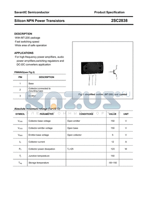 2SC2838 datasheet - Silicon NPN Power Transistors