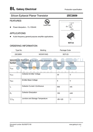 2SC2859 datasheet - Silicon Epitaxial Planar Transistor