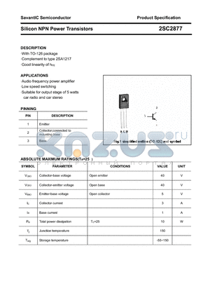2SC2877 datasheet - Silicon NPN Power Transistors