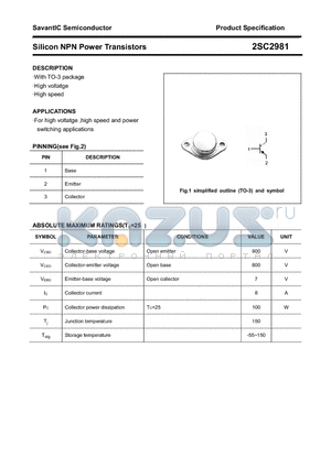 2SC2981 datasheet - Silicon NPN Power Transistors