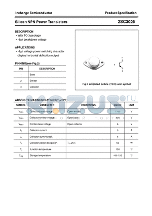 2SC3026 datasheet - Silicon NPN Power Transistors