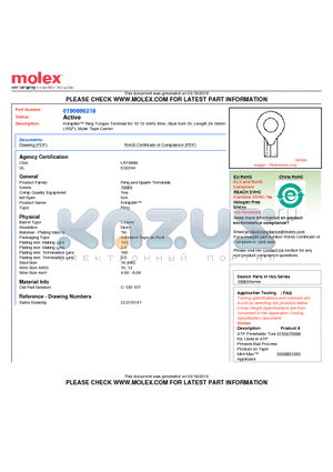 C-130-10T datasheet - Krimptite Ring Tongue Terminal for 10-12 AWG Wire, Stud Size 10, Length 24.18mm(.952