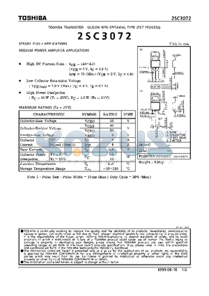 2SC3072 datasheet - TRANSISTOR (STROBE FLASH, MEDIUM POWER AMPLIFIER APPLICATIONS)
