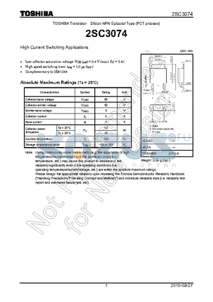2SC3074Y datasheet - High Current Switching Applications