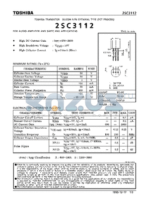 2SC3112 datasheet - TRANSISTOR (FOR AUDIO AMPLIFIER AND SWITCHING APPLICATIONS)