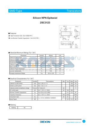 2SC3123 datasheet - Silicon NPN Epitaxial