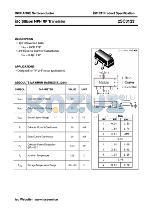 2SC3123 datasheet - isc Silicon NPN RF Transistor