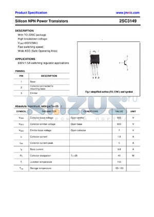 2SC3149 datasheet - Silicon NPN Power Transistors