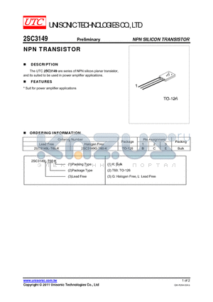 2SC3149 datasheet - NPN TRANSISTOR