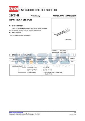 2SC3149G-T60-K datasheet - NPN TEANSISTOR