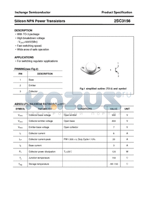 2SC3156 datasheet - Silicon NPN Power Transistors